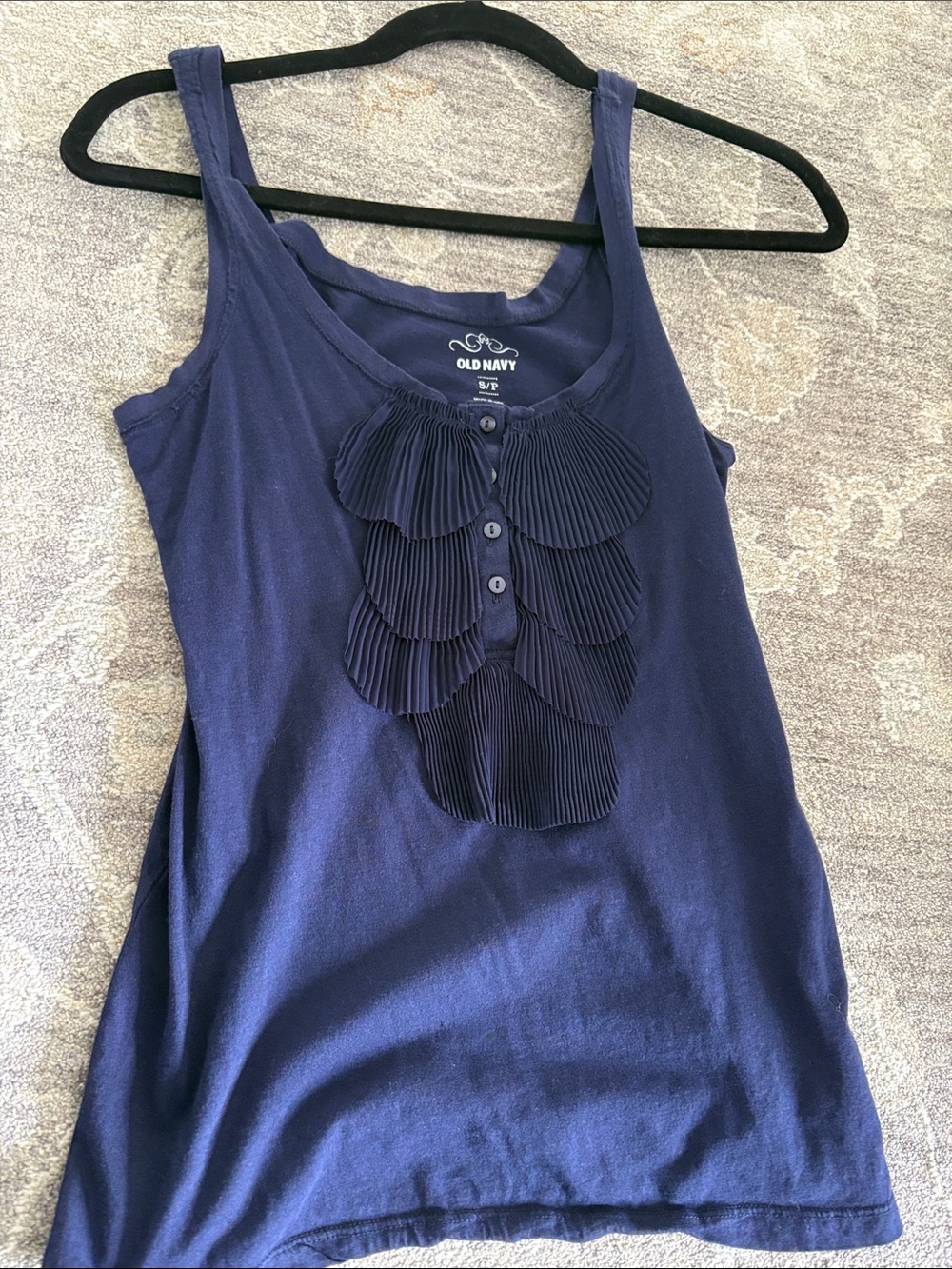 Old Navy Navy Blue Pleated Petal Tank Top